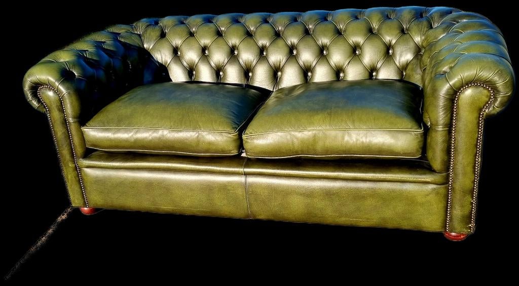 Groene Chesterfield bank - Klassieke leren bank