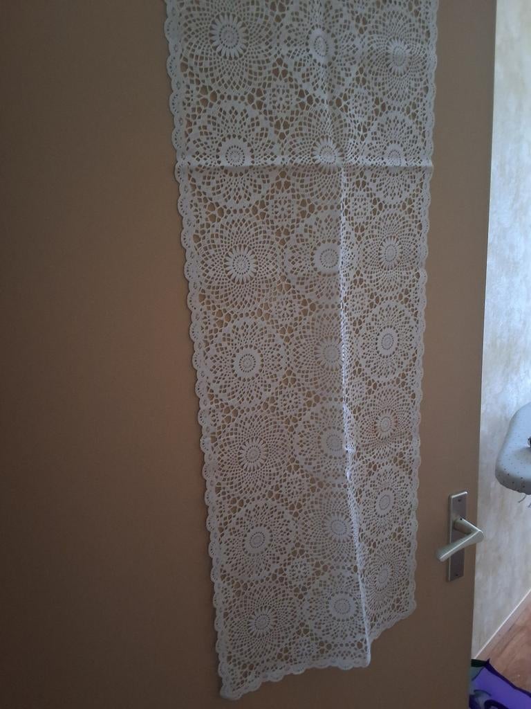 Vintage Gehaakte Tafelkleed / Loper, 100 tot 150 cm, Wit, Zo goed als nieuw, Vintage, Landelijk