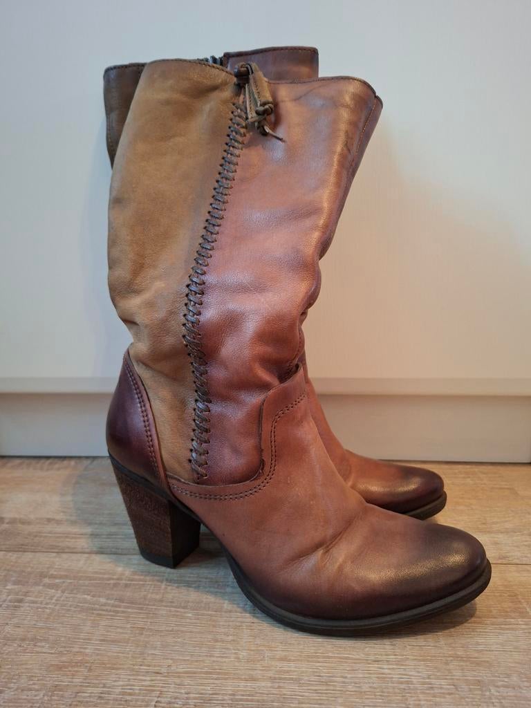 MJUS laarzen ( leder ), Kleding | Dames, Schoenen, Ophalen of Verzenden, Zo goed als nieuw, Bruin, Hoge laarzen