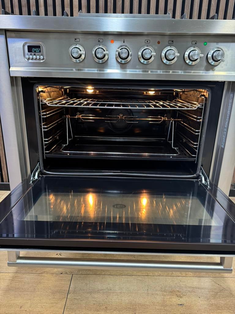 Zeer Luxe Rvs Boretti Fornuis 90 cm  (Gratis bezorgen), 5258sh, Ophalen of Verzenden, Zo goed als nieuw, Energieklasse A of zuiniger