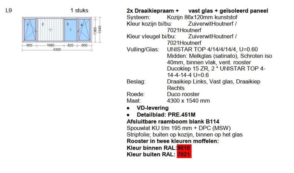 HEBO kunststof RAAMKOZIJN ,2X draai/kiep + vast glas 430x154, Doe-het-zelf en Verbouw, Ophalen, Kunststof, Nieuw, 150 tot 225 cm