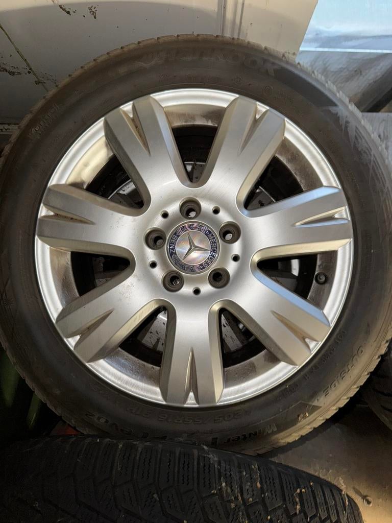 Mercedes velgen met Hankook winterbanden, Auto-onderdelen, Banden en Velgen, Ophalen, 16 inch, 205 mm, Winterbanden