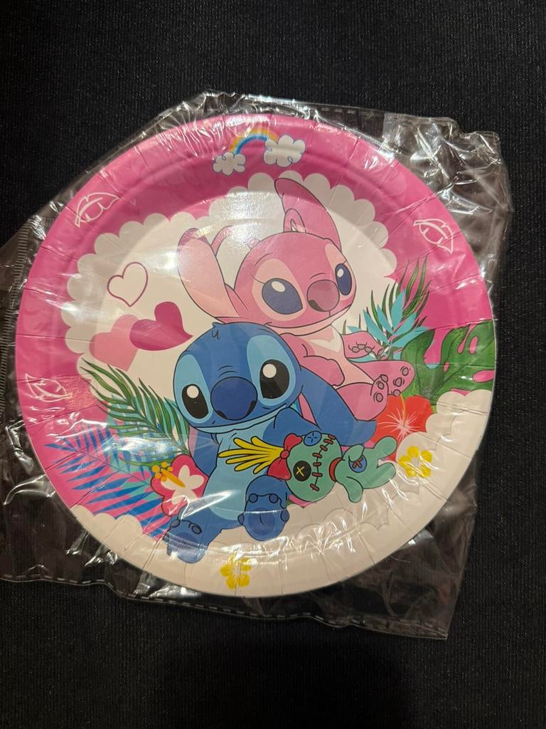 Stitch en Angel bordjes bekers Stitch thema versiering, Hobby en Vrije tijd, Feestartikelen, Ophalen of Verzenden, Nieuw, Versiering