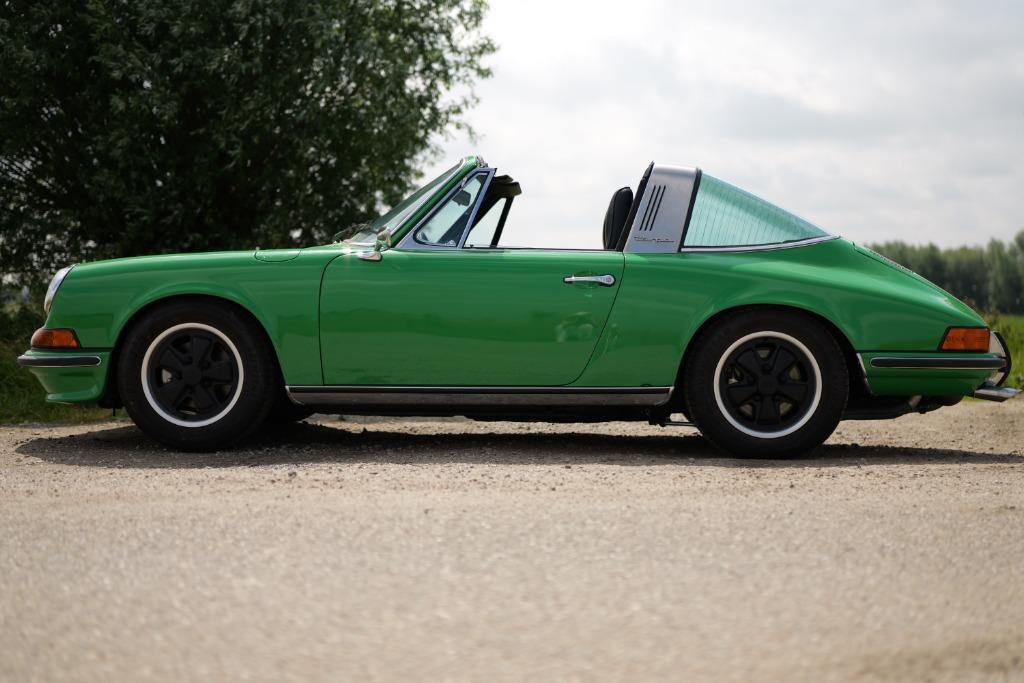 Nuts and Bolts gerestaureerde Porsche 911 Targa 1973 Groen, Auto's, Porsche, Achterwielaandrijving, 164 pk, Zwart, Cabriolet