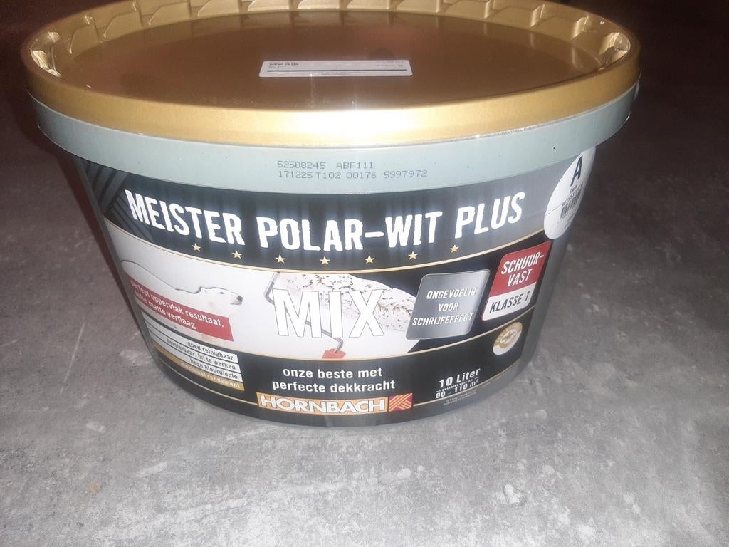 Meister Polar Muurverf Wit 9001 - 10 Liter, Doe-het-zelf en Verbouw, Verf, Beits en Lak, Ophalen