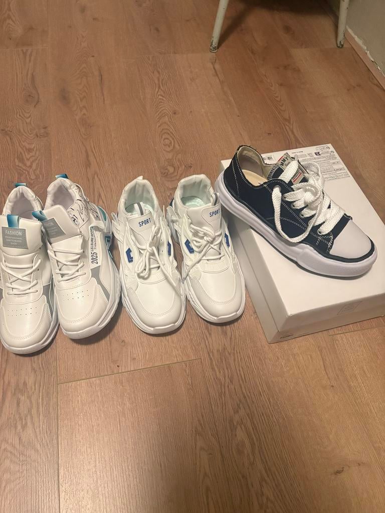 Heren Schoenen Maat 43, Ophalen of Verzenden, Gedragen, Wit, Sneakers of Gympen