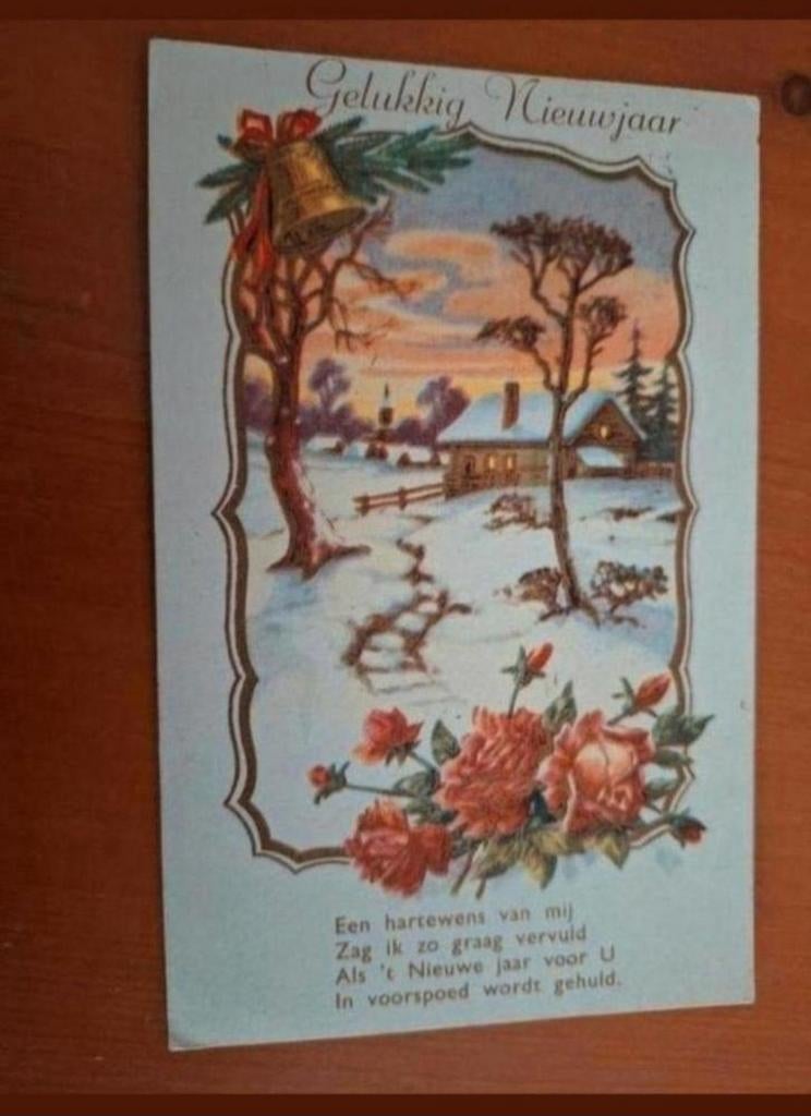 Oude kerstkaart., Verzamelen, Ophalen of Verzenden