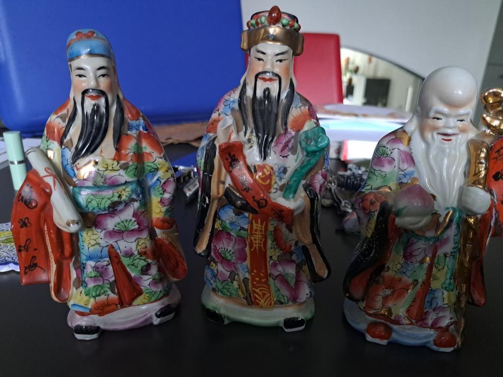 Chinese geluksgoden Fu, Lu en Shou - 20 cm, Ophalen
