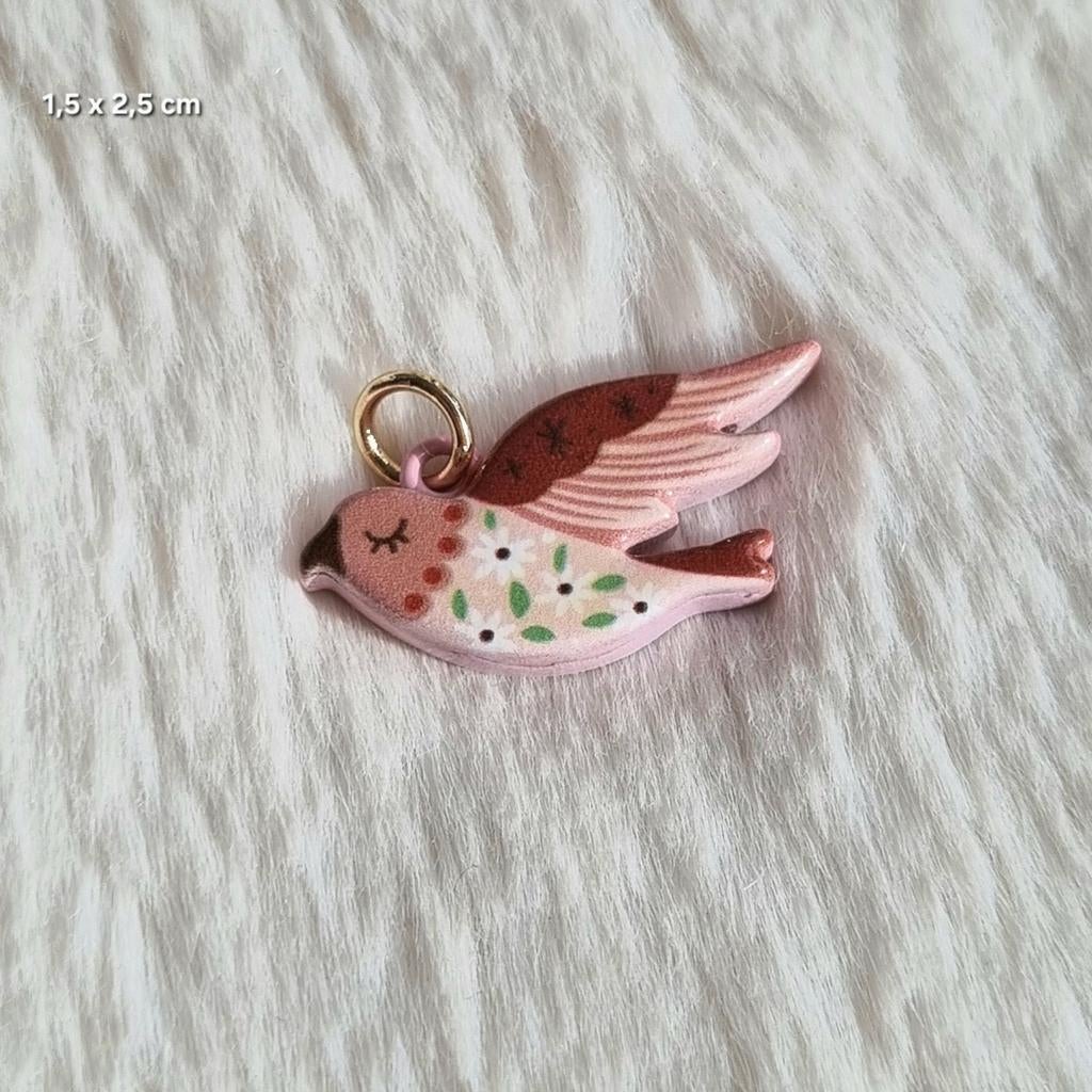 Bedel hanger charm bird vogel bloemetjes, Overige merken, Overige materialen, Verzenden, Nieuw