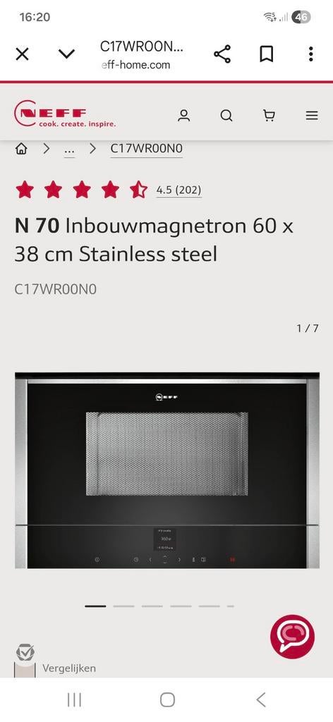 Neff Inbouw Magnetron C17WR00N0 - Perfect voor uw keuken!, Ophalen, Gebruikt, Magnetron, Inbouw