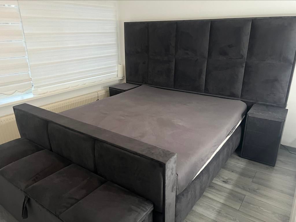 Boxspring luxe model alle maten en kleuren 1 week levertijd, Huis en Inrichting, Slaapkamer | Boxsprings, Ophalen, Zwart, 180 cm