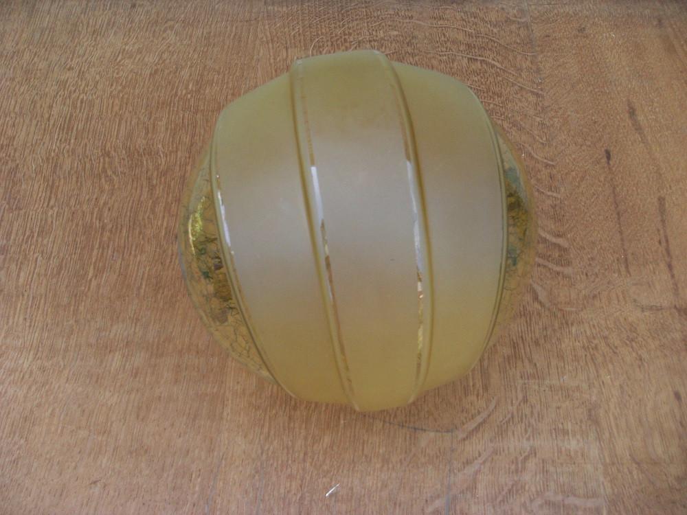 Art Deco lampenbol groen glas, Gebruikt, Rond, Ophalen of Verzenden, Art Deco