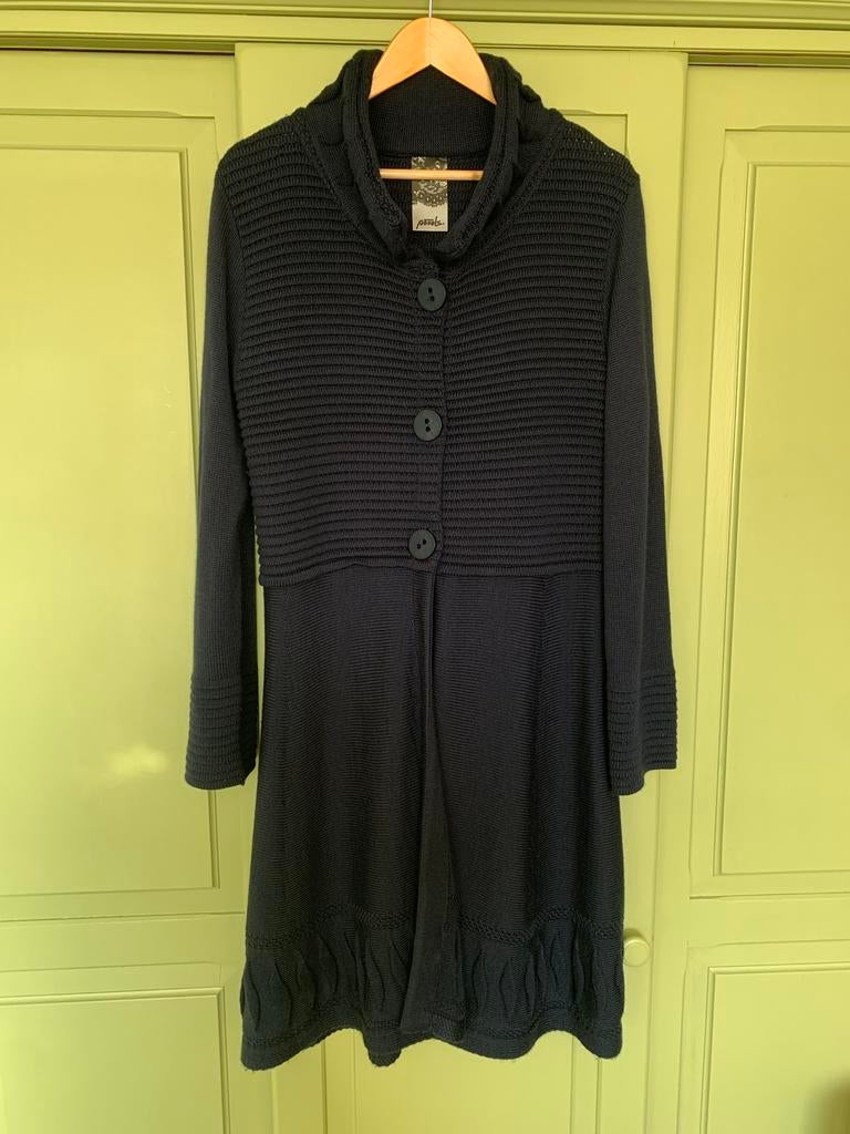 Lang donkerblauw vest, Ophalen of Verzenden, Zo goed als nieuw, Maat 38/40 (M), Blauw