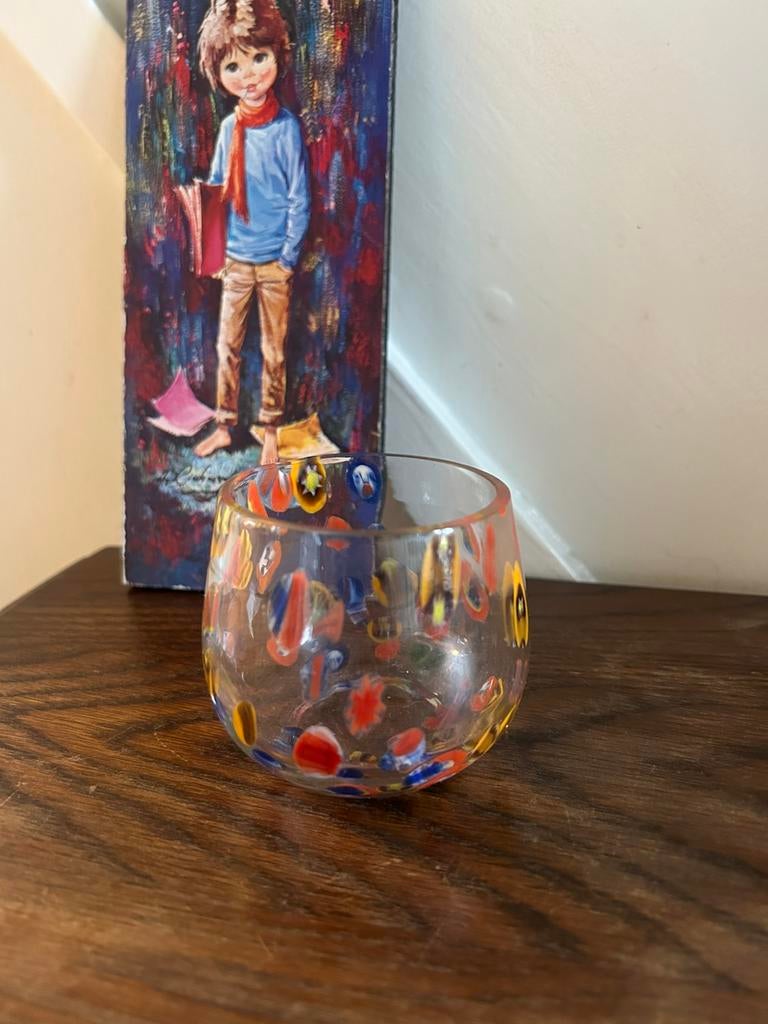 Murano Millefiori waterglas glas glazen, Ophalen of Verzenden, Zo goed als nieuw, Waterglas