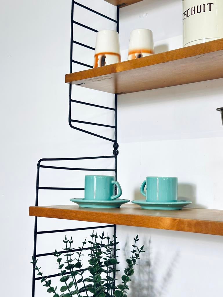 Vintage modulair wandrek Nisse String jaren 50/60 Zweden, Ophalen, Met plank(en), Gebruikt, Teakhout