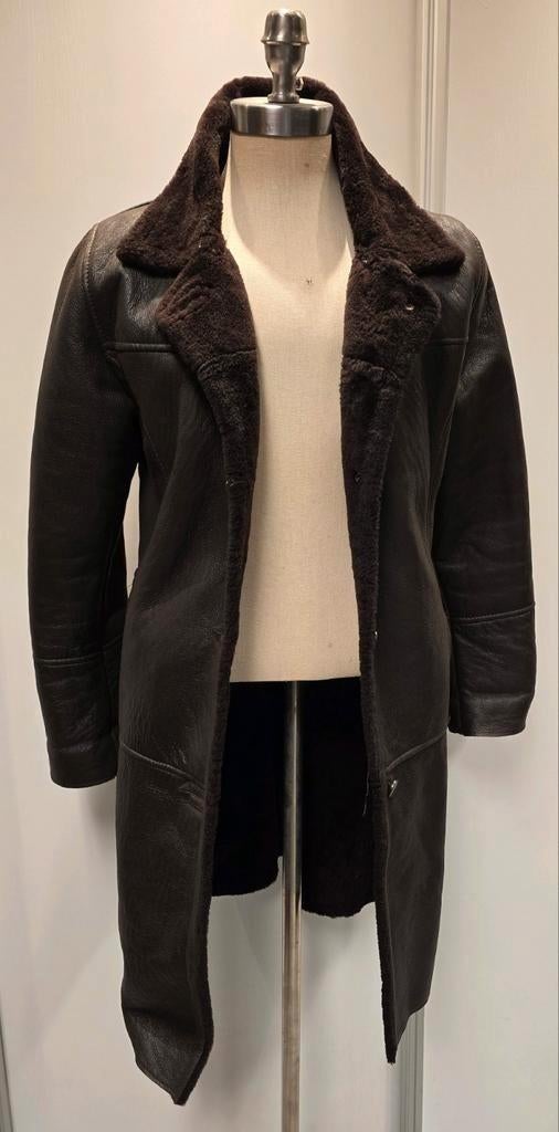 Bruine dames lammy coat - maat L - lamsleer en lamsvacht, Ophalen of Verzenden, Zo goed als nieuw, Maat 42/44 (L), Bruin