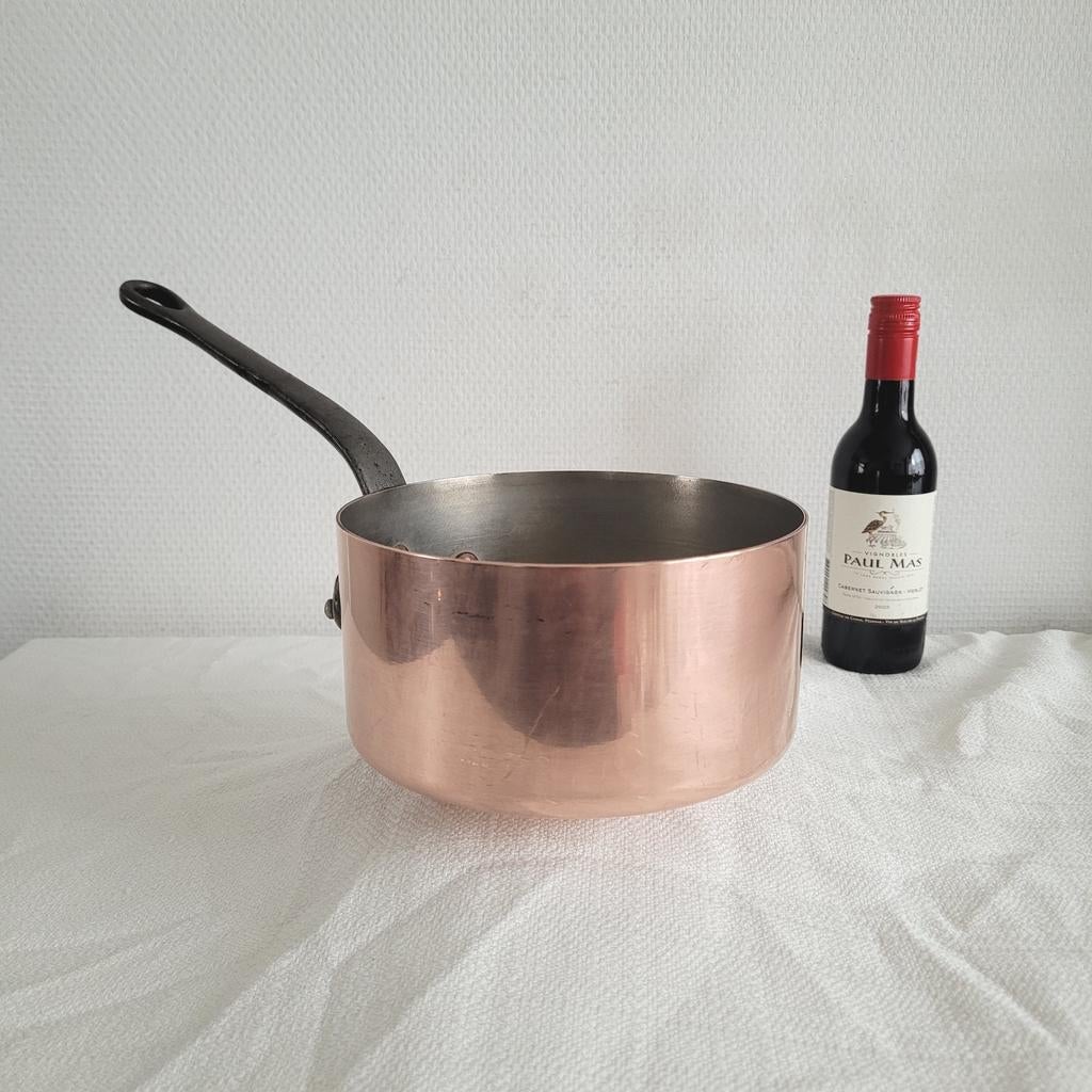 Dikwandige koperen horeca pan sauspan steelpan, Ophalen of Verzenden, Gebruikt, Overige materialen, Koekenpan of Braadpan