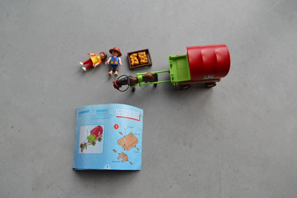 Playmobil 5228 - pony met huifkar - compleet, Ophalen, Zo goed als nieuw
