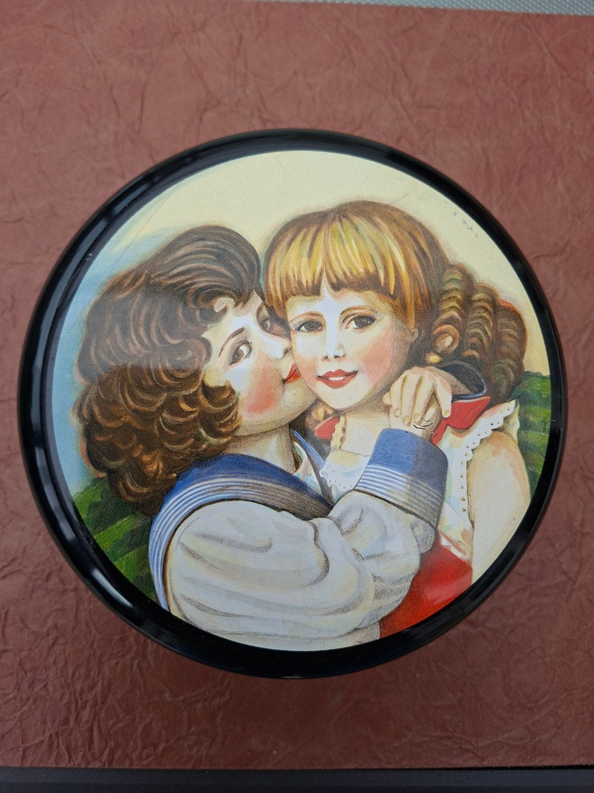 Vintage Droste Cacao blik met kinderportret, Verzamelen, Blikken, Ophalen, Gebruikt, Koek(jes), Droste