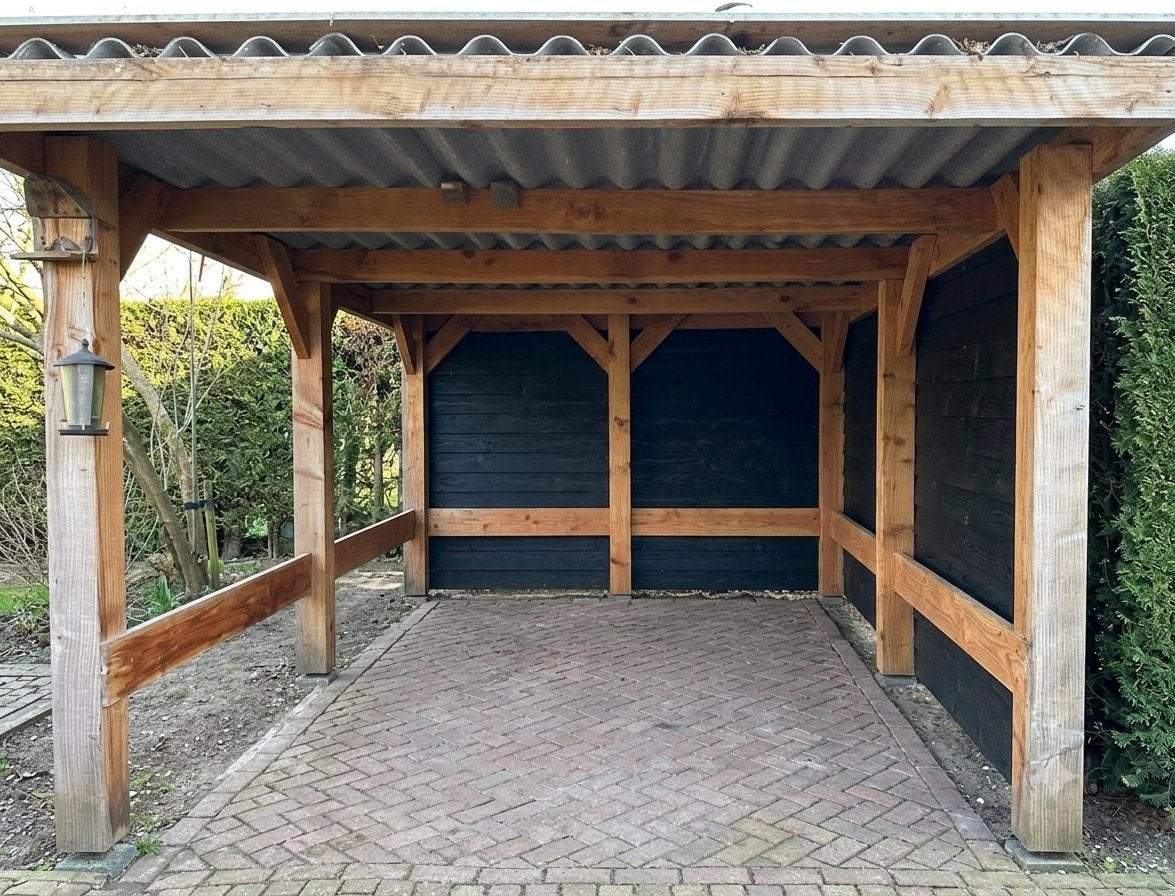 Robuuste houten carport, Tuin en Terras, Overkappingen, Gebruikt, Carport, Ophalen