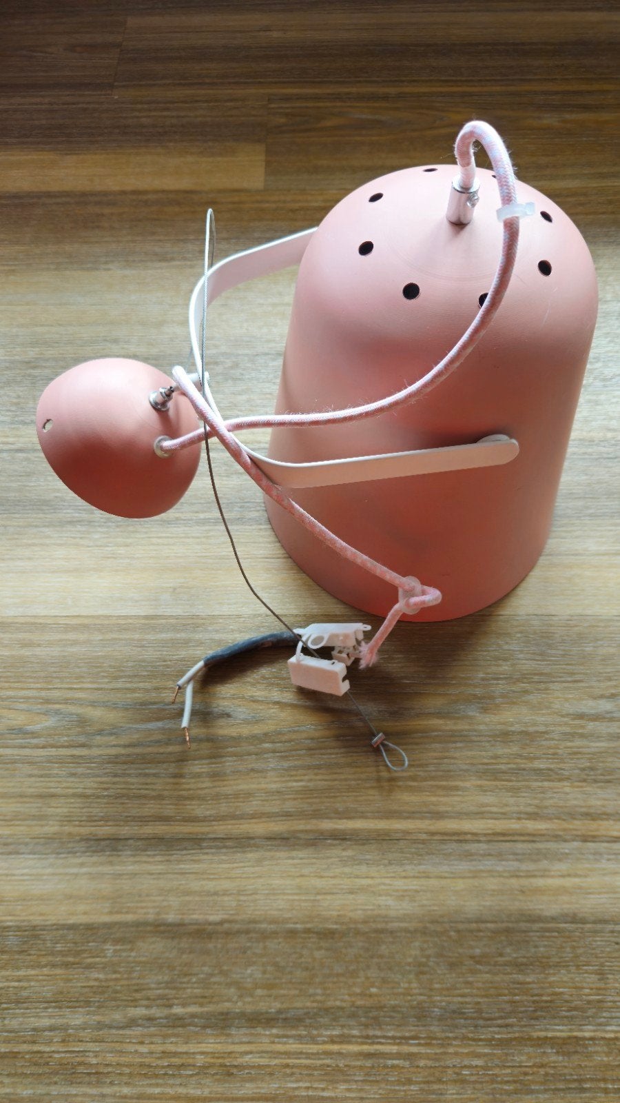 Oudroze hanglamp, Oud roze, Gebruikt, Metaal, E27 (groot)