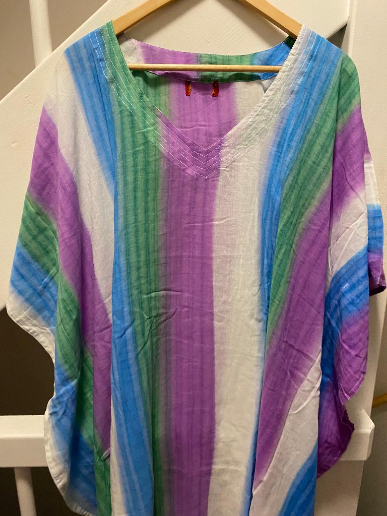 PAARS WIT KATOEN ZOMER KAFTA, MAAT: L/XL, Ophalen of Verzenden, Nieuw, Maat 42/44 (L), Paars