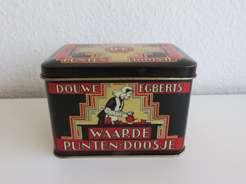 vintage Douwe Egbert Waardepunten-doosje blik, Ophalen of Verzenden, Zo goed als nieuw, Koffie, Douwe Egberts