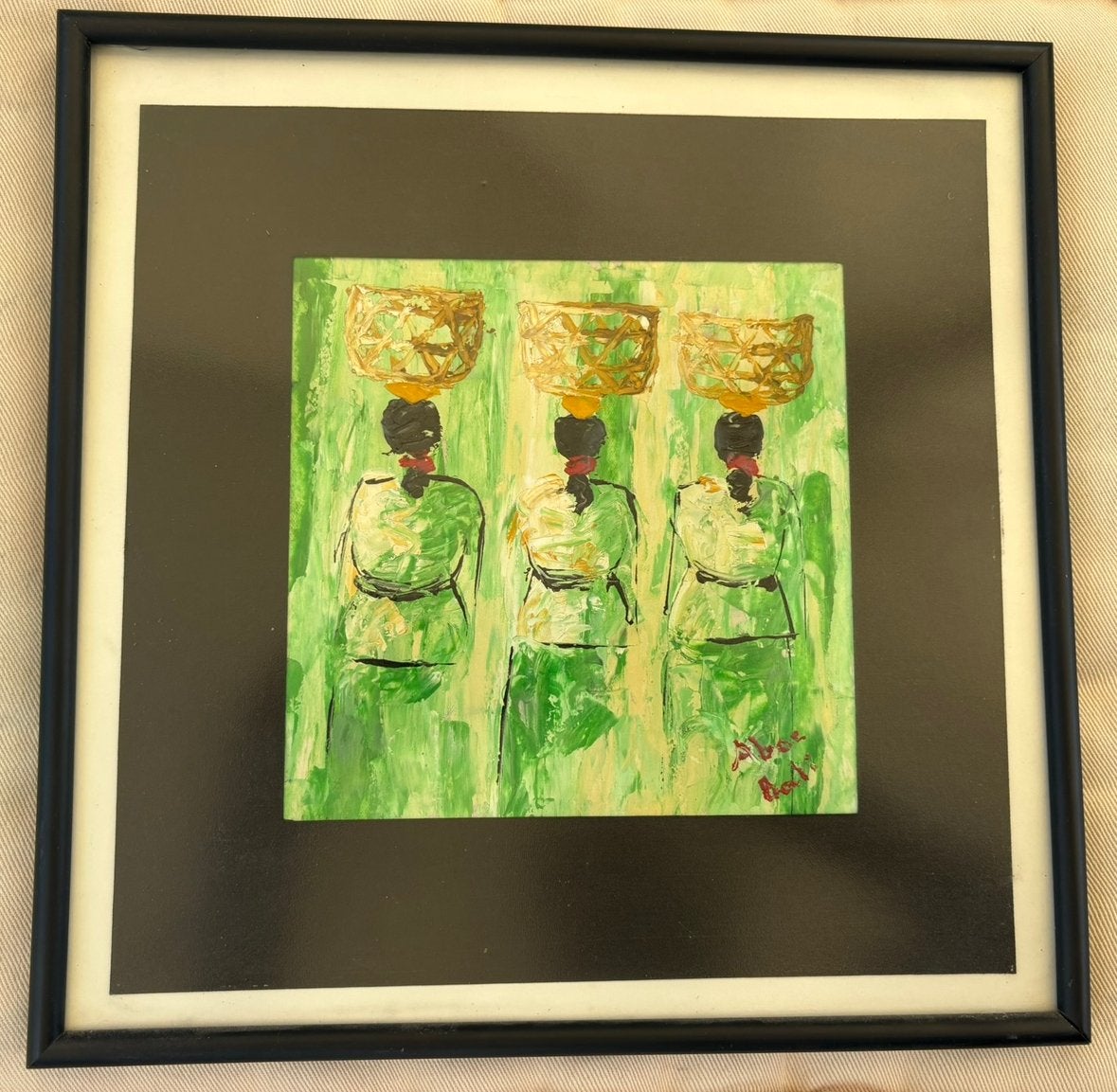 Schilderijtje met drie Balinese vrouwen, Antiek en Kunst, Kunst | Niet-Westerse kunst, Ophalen of Verzenden