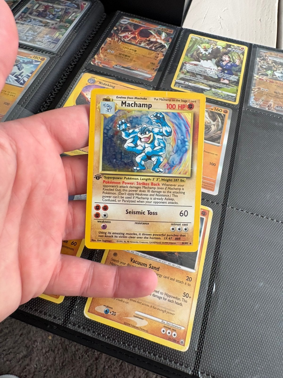 Machamp base set, Ophalen of Verzenden, Zo goed als nieuw, Meerdere kaarten, Foil