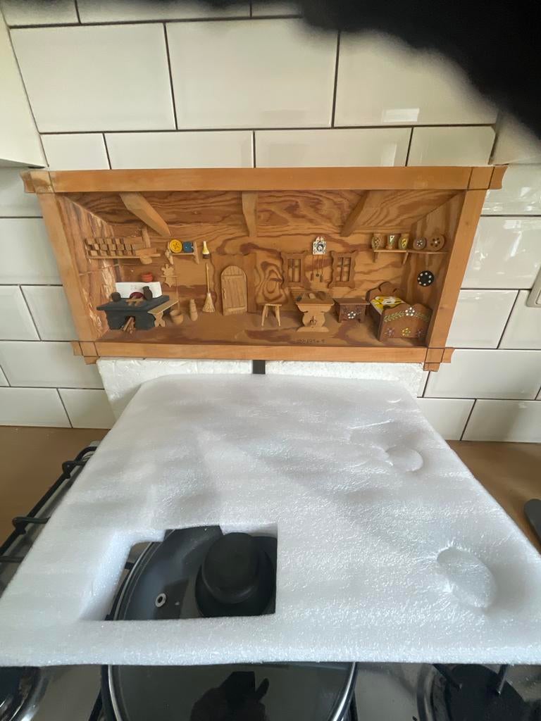 Houten 3D-tafereel van een werkplaats, Antiek en Kunst, Ophalen of Verzenden