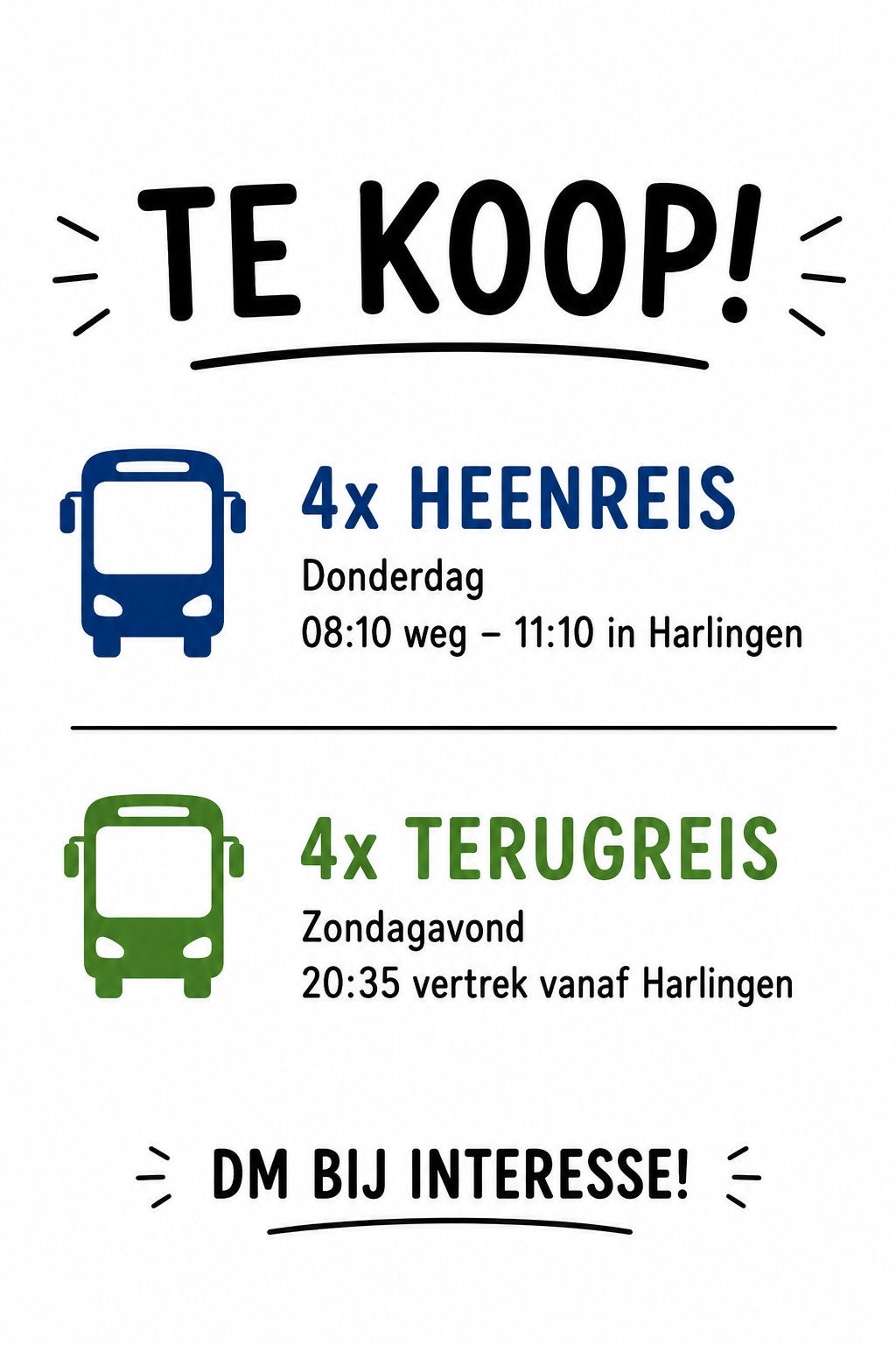 4x Busreis Utrecht - Harlingen (via Amsterdam) ITGWO, Drie personen of meer