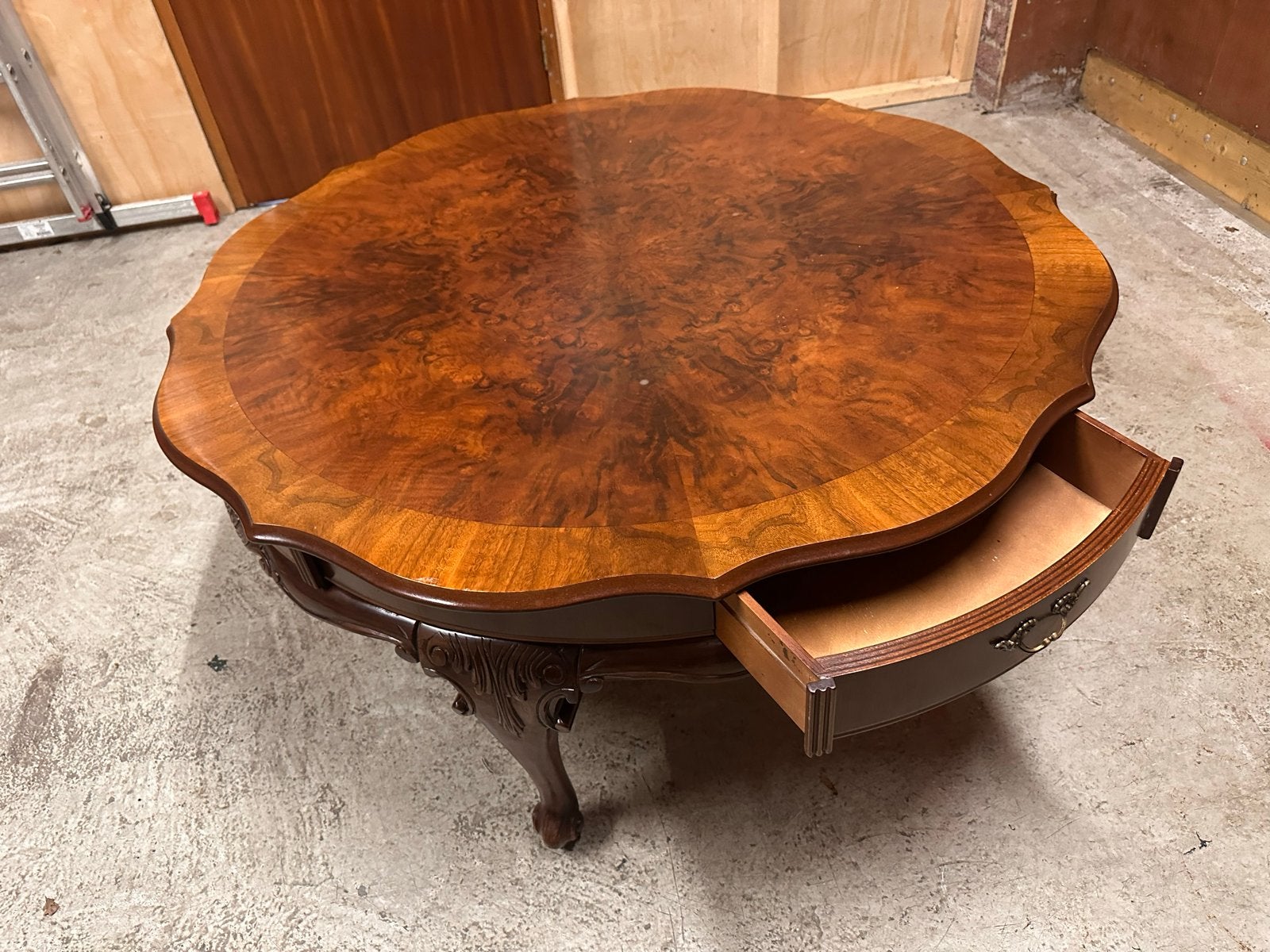 Antieke salontafel met lade - Wortelnoten fineer, Ophalen