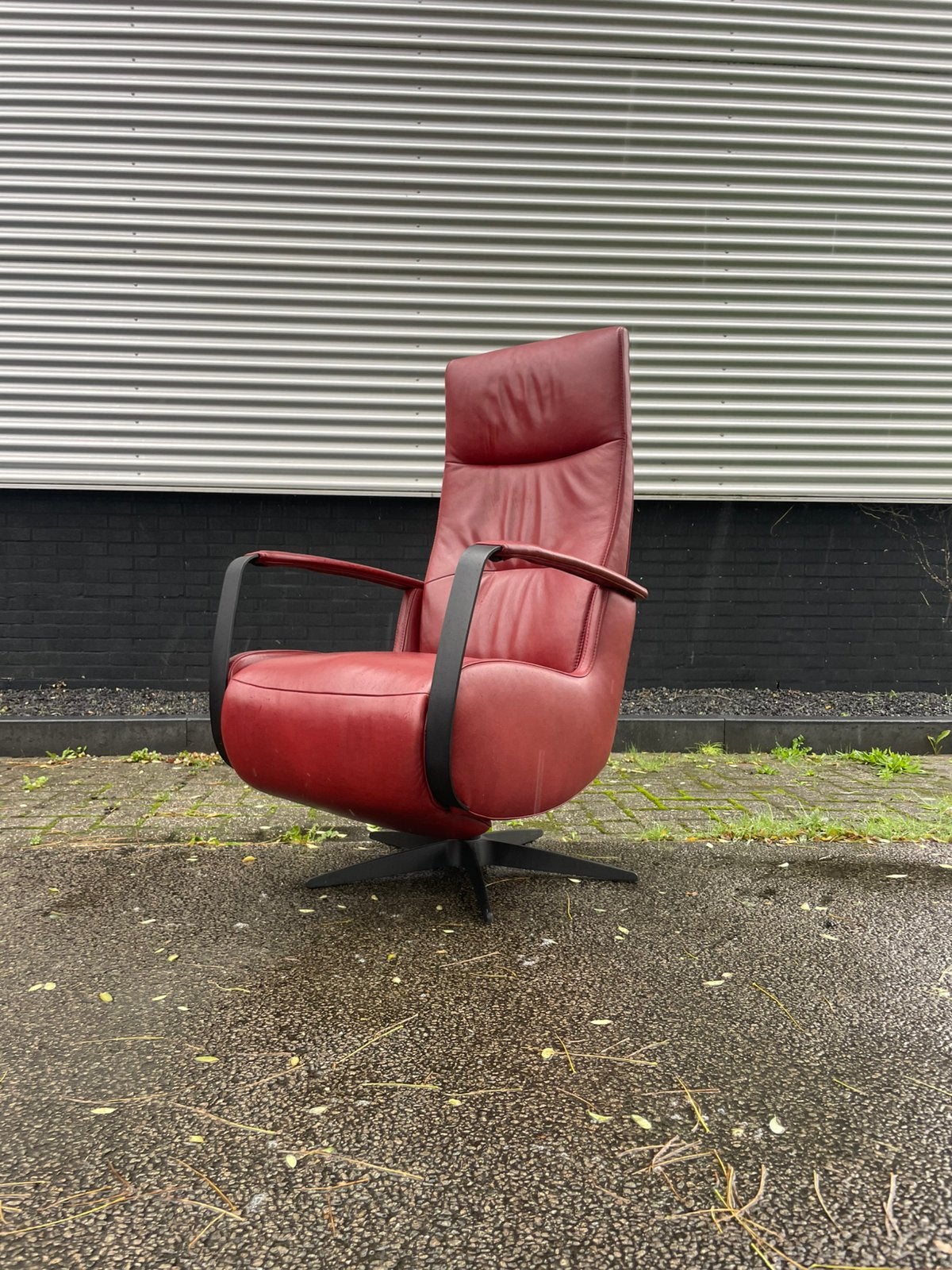 Z.g.a.n. rode leren relax fauteuil / relax stoel modern L, Ophalen, Minder dan 75 cm, 50 tot 75 cm, A