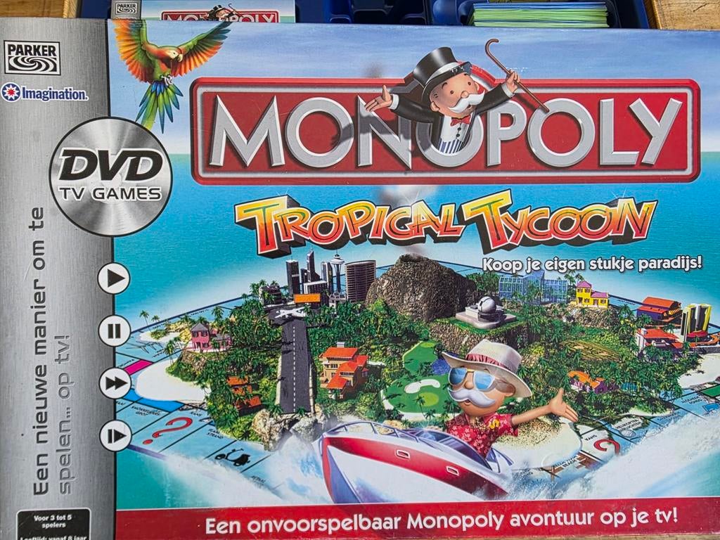 Monopoly Tropical Tycoon DVD TV Games, Hobby en Vrije tijd, Gezelschapsspellen | Bordspellen, Drie of vier spelers, Ophalen, Gebruikt