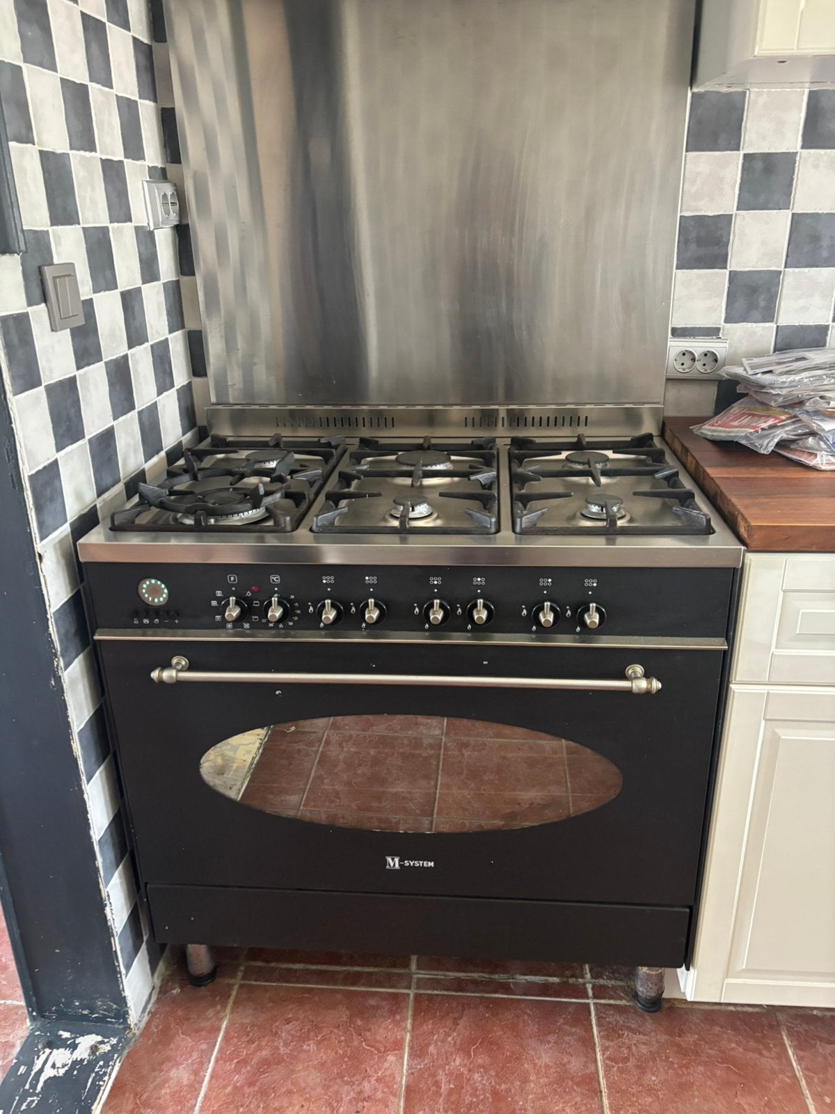 6 pits gasfornuis M System, Ophalen, 60 cm of meer, Zo goed als nieuw, Gas