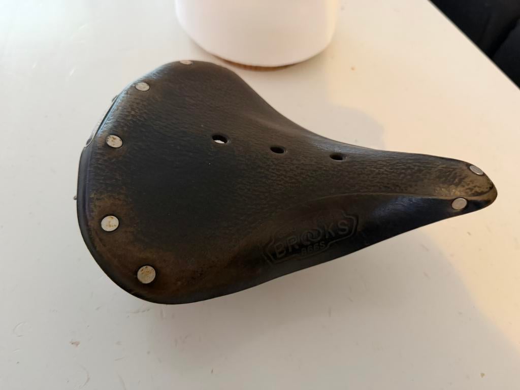 Brooks lere fietszadel met vering, Fietsen en Brommers, Fietsonderdelen, Racefiets, Leer, Ophalen of Verzenden, Zo goed als nieuw