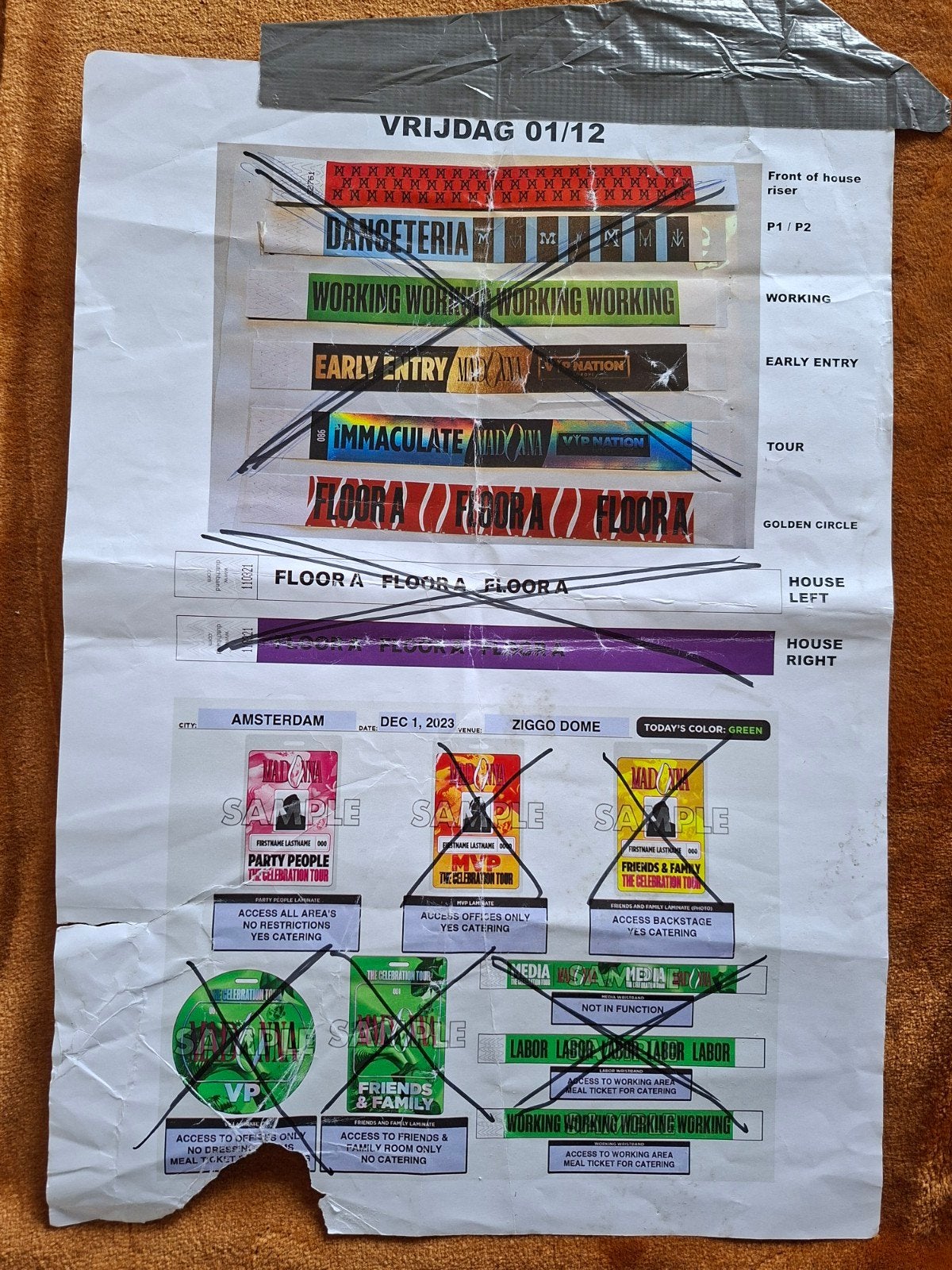 Madonna Celebration Tour –  Backstage Beveiligingsdocument, Ophalen of Verzenden, Gebruikt