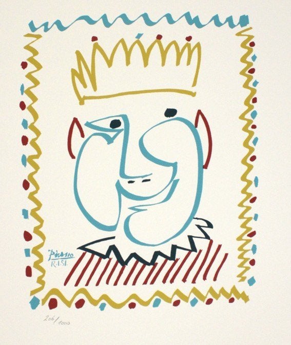 Picasso (1881) Kleur Lithografie " Carnaval II " Gen Ges, Gesigneerd in de plaat, Ophalen of Verzenden, Personages en Fantasiefiguren