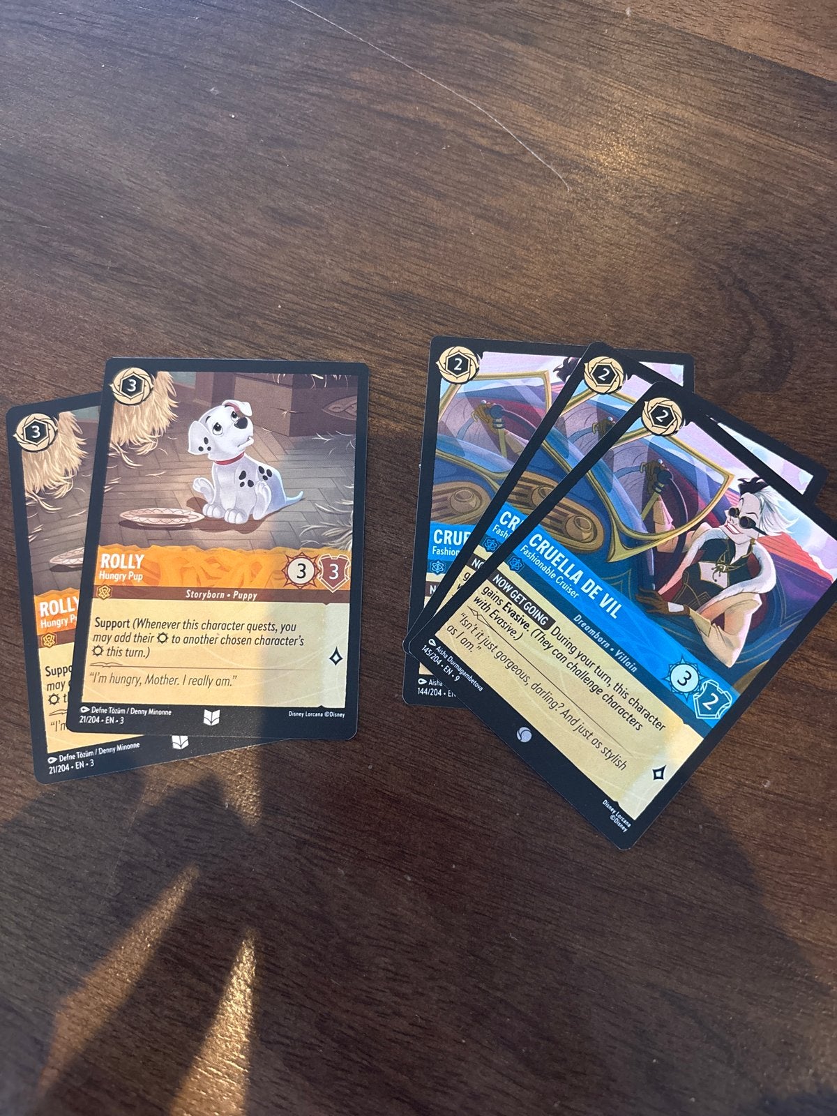 Disney Lorcana TCG: Rolly & Cruella de Vil kaarten, Ophalen of Verzenden, Zo goed als nieuw