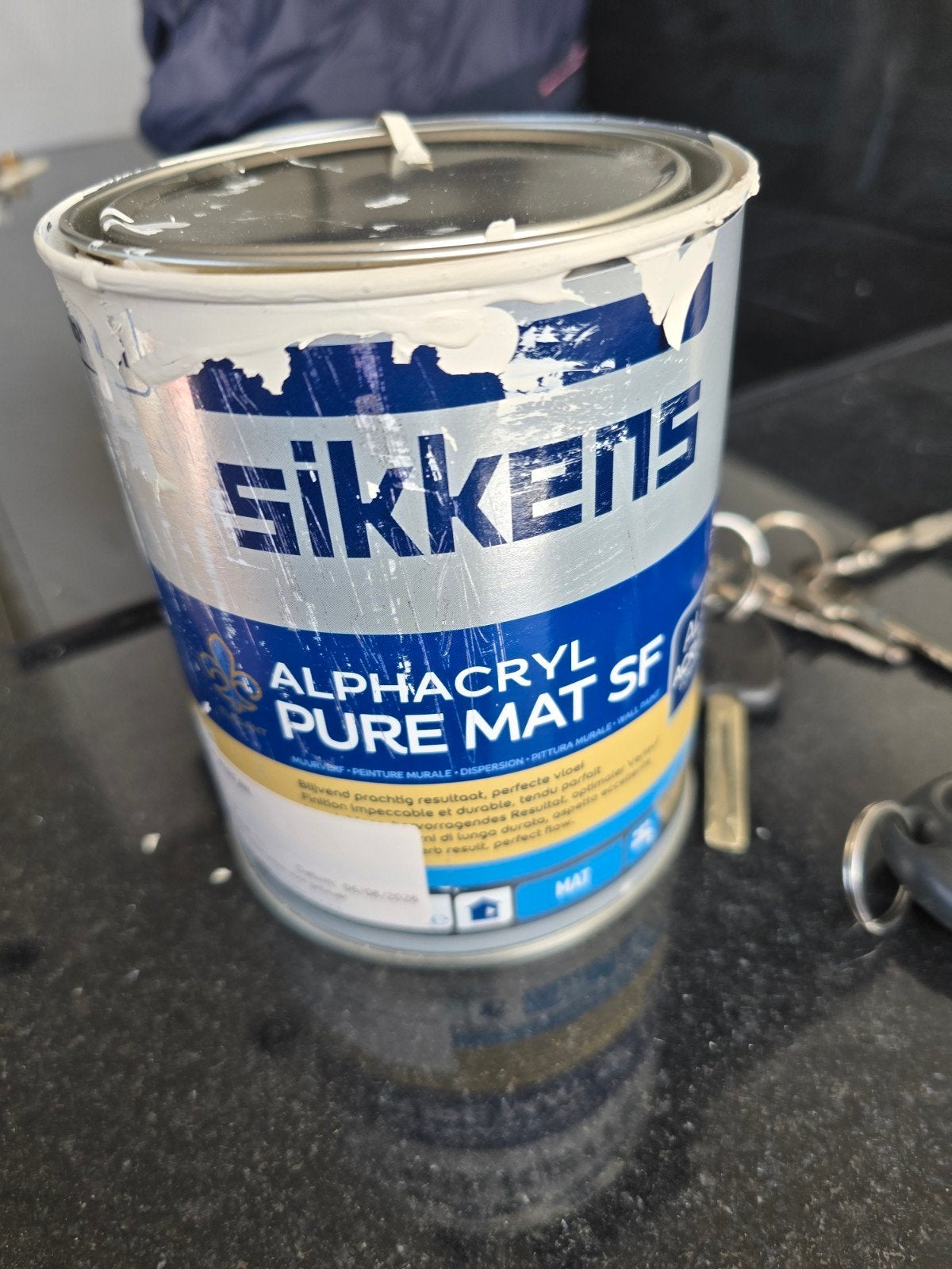 Sikkens Alphacryl Pure Mat SF - Crèmewit 9001 (1L), Doe-het-zelf en Verbouw, Ophalen of Verzenden, Zo goed als nieuw, Overige typen
