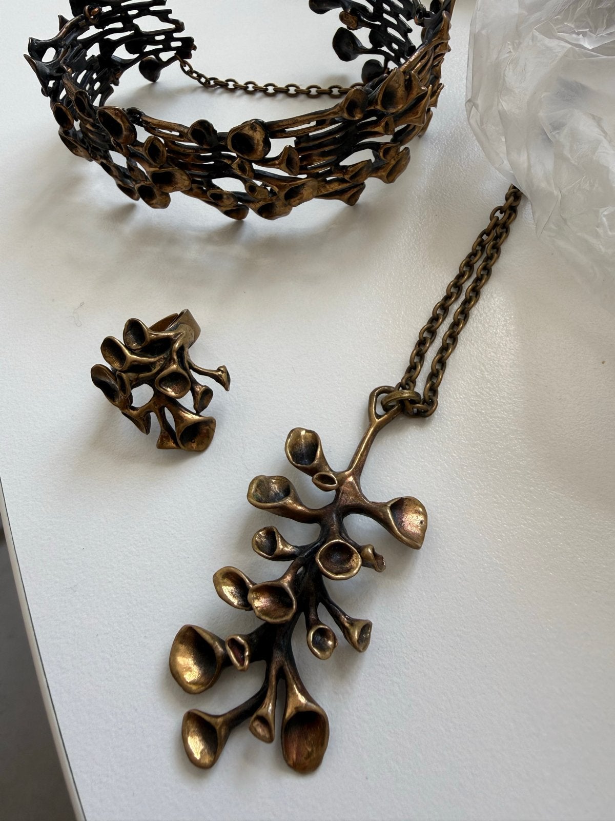 Vintage Bronzen Hanger 'Rendiermos' - Hannu Ikonen, Gebruikt, Bruin, Ophalen of Verzenden, Overige materialen