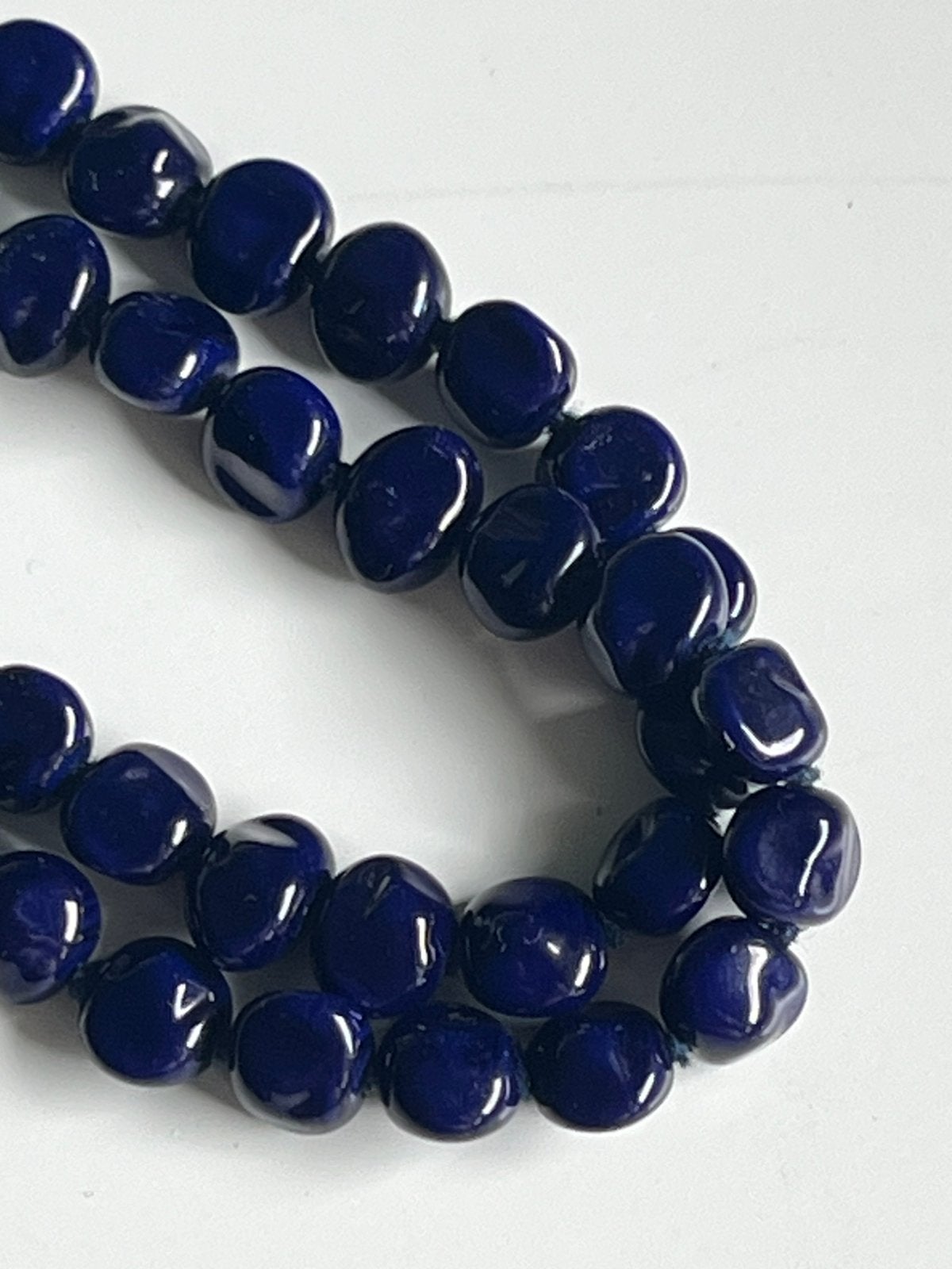 Lapis Lazuli edelsteen ketting handgeknoopt, Ophalen of Verzenden, Zo goed als nieuw, Blauw, Steen of Mineraal