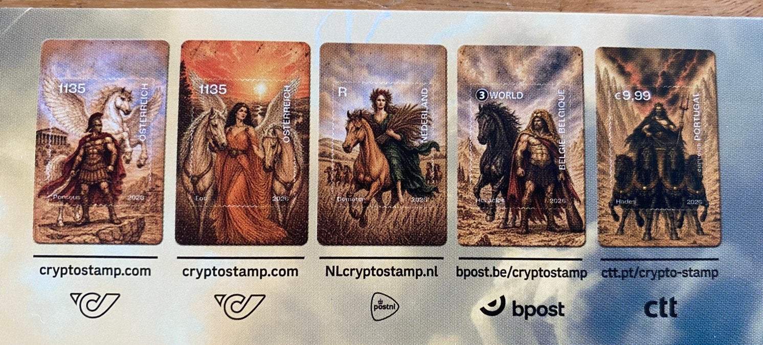 Crypto Stamps 2026 complete set, Postzegels en Munten, Ophalen of Verzenden, Na 1940, Postfris