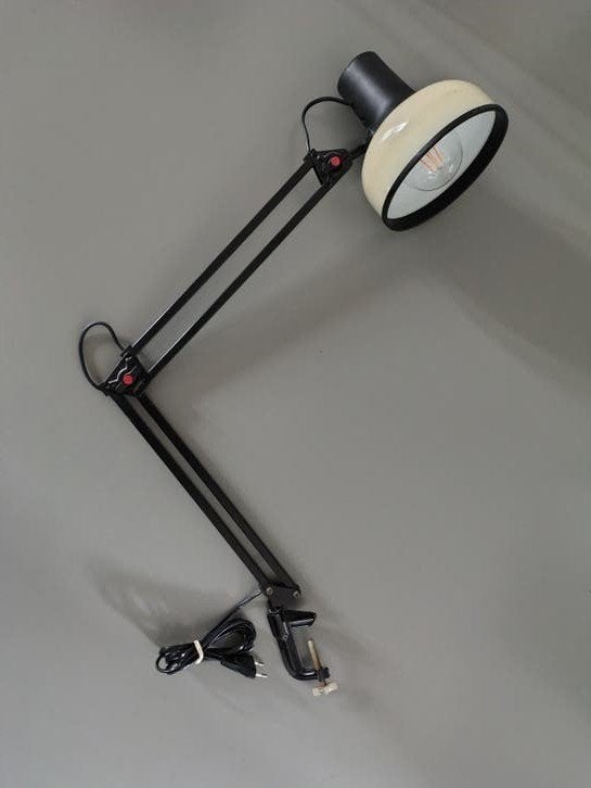 Vintage bureaulamp met klem - Zwart/Crème, Ophalen