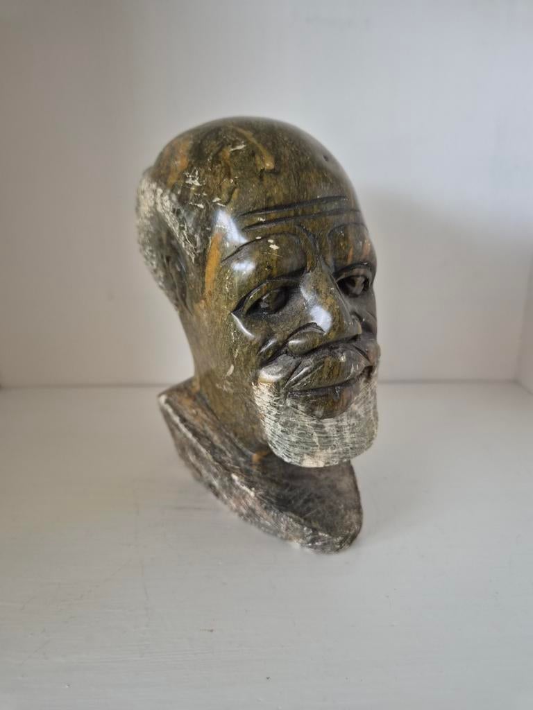 Stenen beeld Afrikaans hoofd, Verzamelen, Beelden en Beeldjes, Ophalen of Verzenden, Mens