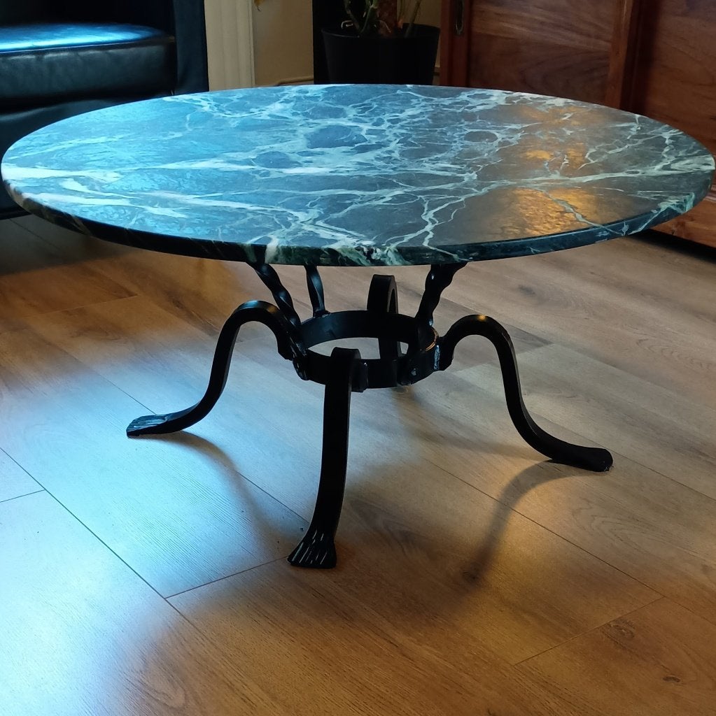 Salontafel groen marmer Ø 90 cm, Ophalen, Gebruikt, 50 tot 100 cm, 50 tot 100 cm