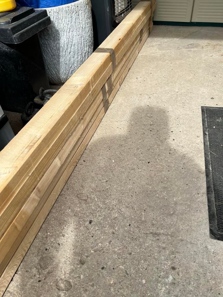 Houten Mastiek 5x8 cm en 2,50 m lang, Doe-het-zelf en Verbouw, Hout en Planken, Ophalen, Gebruikt, Balk, Overige houtsoorten