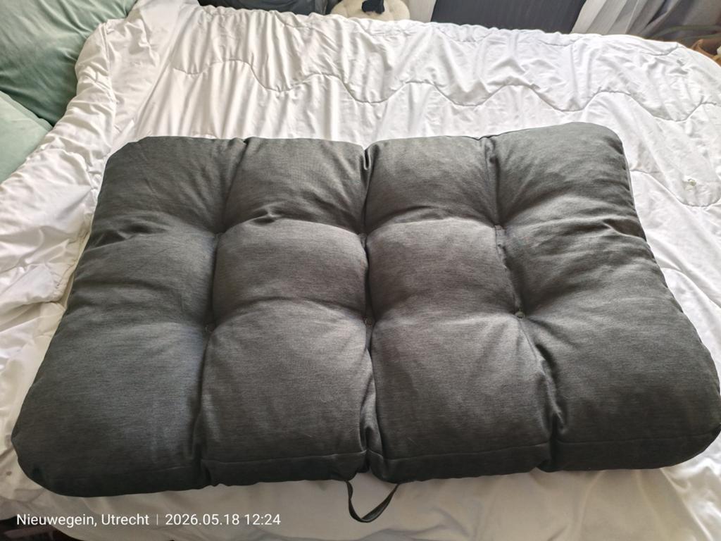 Grijs pallet zitkussen 115x65 cm 1 stuk, Huis en Inrichting, Woonaccessoires | Kussens, Ophalen, Zo goed als nieuw, Grijs, Rechthoekig