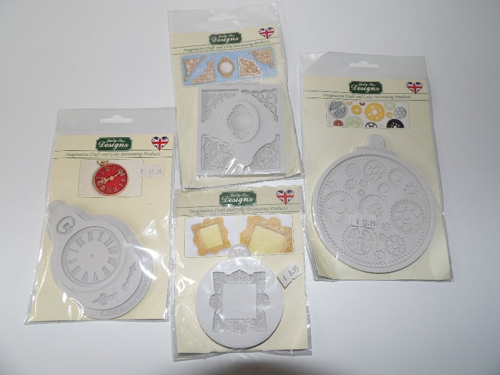 Nieuw 4x Kate Sue mallen hoeken, klok, lijst, tandwielen, Ophalen of Verzenden, Nieuw, Taarten of Cupcakes, Versiering