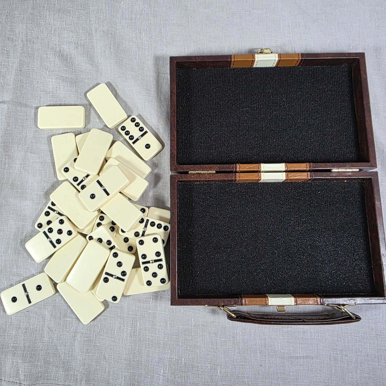 vintage double-six domino set, Ophalen of Verzenden, Gebruikt